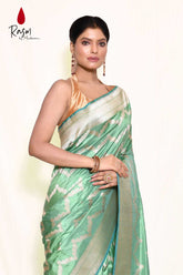 Sea Greenpure Silk Banarasi Handloom Saree
